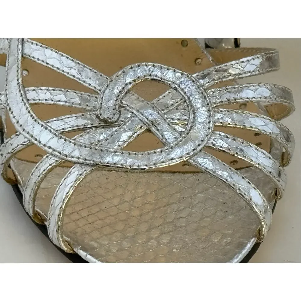 NEW $325 Y2K RARE Kate Spade‎ Italy Metallic Snakeskin Silver Slingback Heels